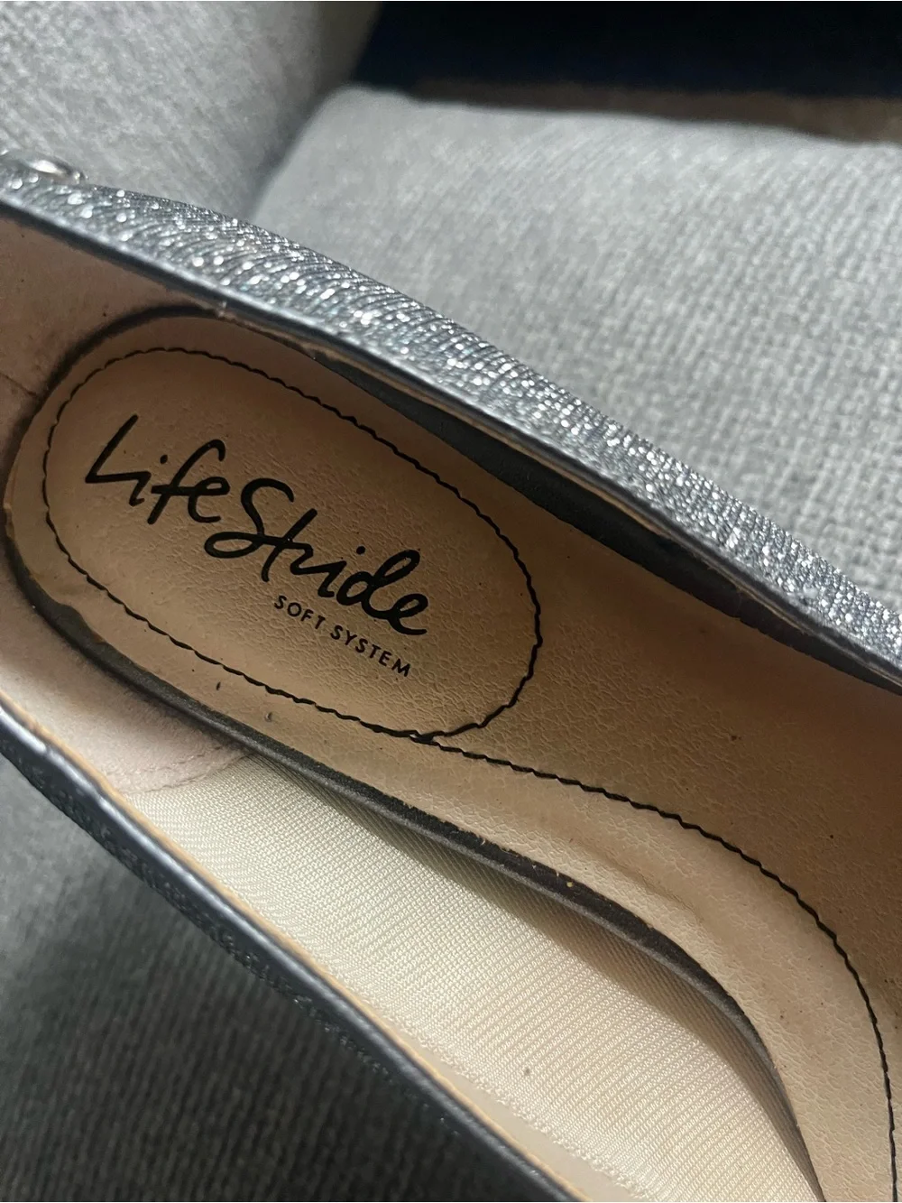 Life Stride Silver Glitter Pumps for Women